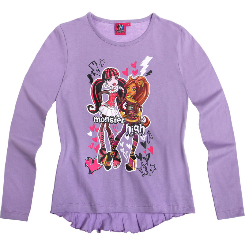 Monster High Langarmshirt violett in Größe 128 für Mädchen aus 100% Baumwolle