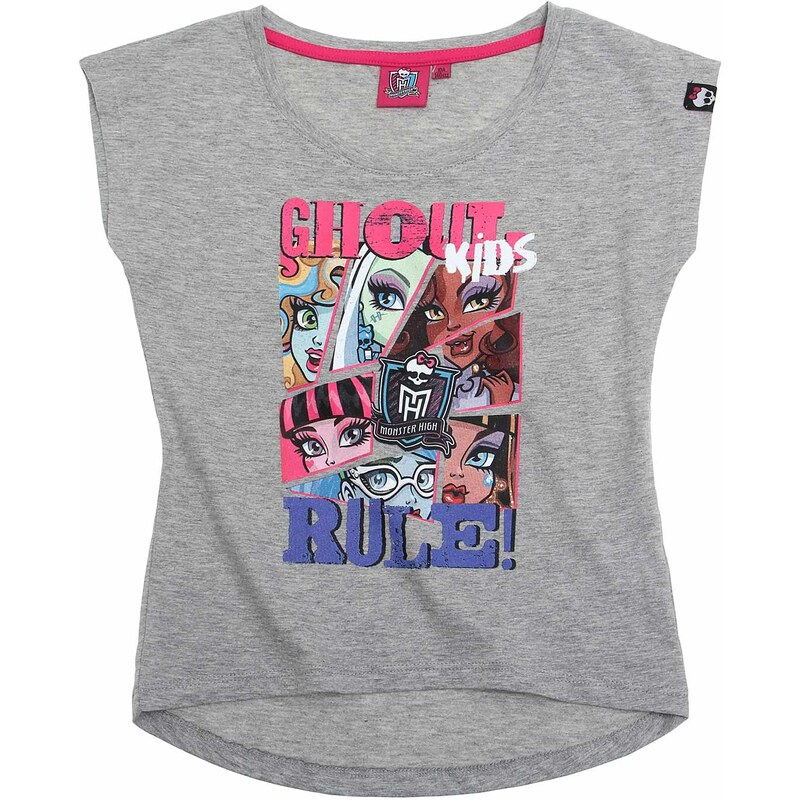 Monster High T-Shirt grau in Größe 128 für Mädchen aus 90 % Baumwolle 10 % Viskose
