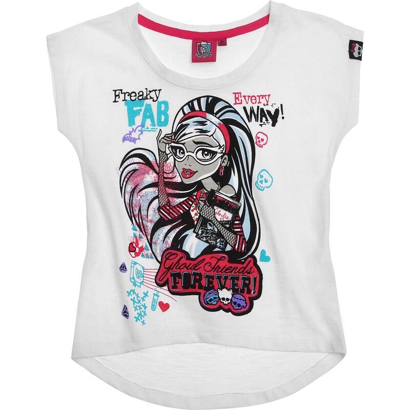 Monster High T-Shirt weiß in Größe 128 für Mädchen aus 100% Baumwolle
