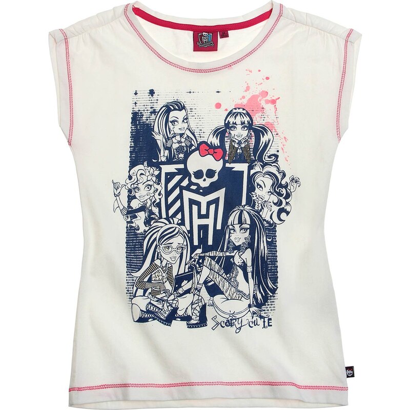 Monster High T-Shirt weiß in Größe 128 für Mädchen aus 100% Baumwolle