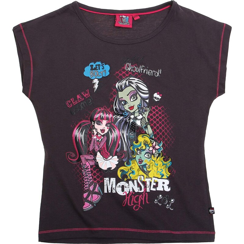 Monster High T-Shirt grau in Größe 128 für Mädchen aus 100% Baumwolle