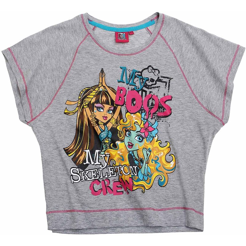 Monster High T-Shirt grau in Größe 128 für Mädchen aus 93% Baumwolle 7% Viskose