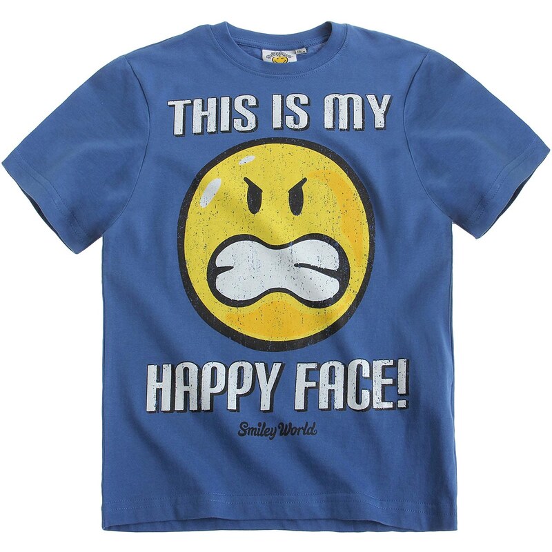 Smiley T-Shirt blau in Größe 116 für Jungen aus 100% Baumwolle