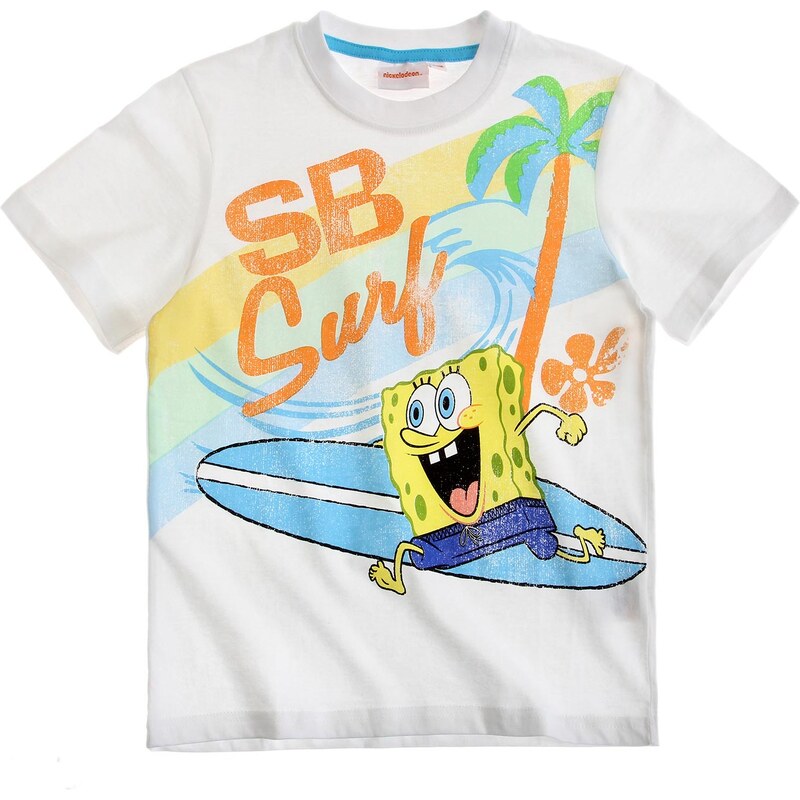 Sponge Bob T-Shirt weiß in Größe 104 für Jungen aus 100% Baumwolle