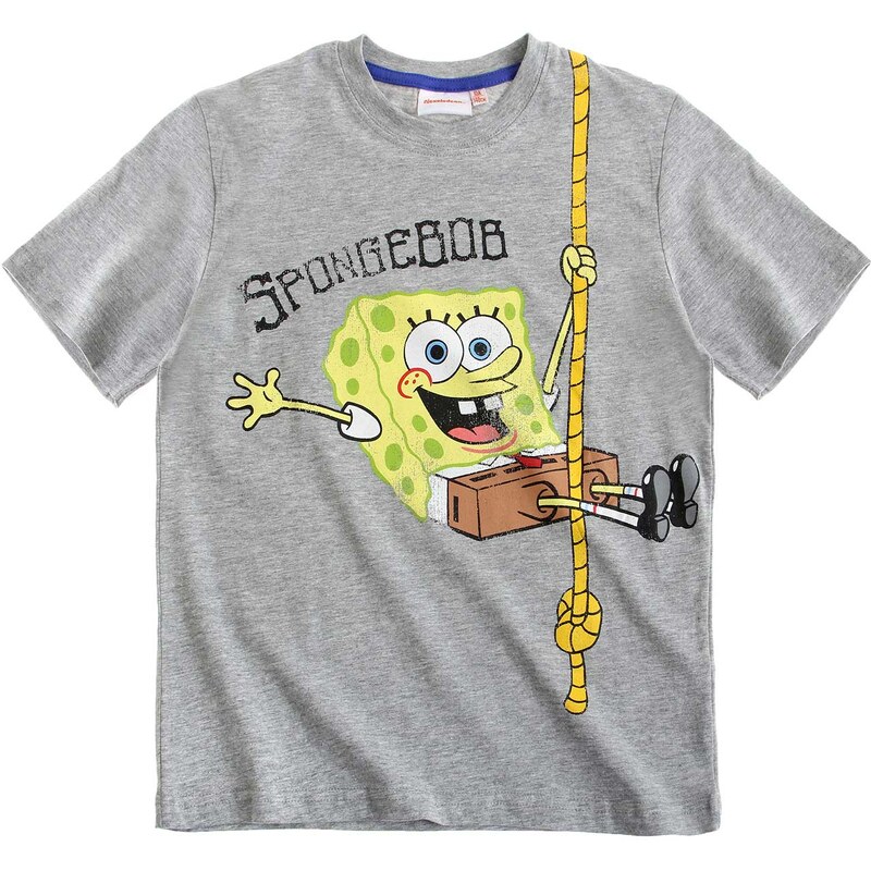 Sponge Bob T-Shirt grau in Größe 104 für Jungen aus 90 % Baumwolle 10 % Viskose