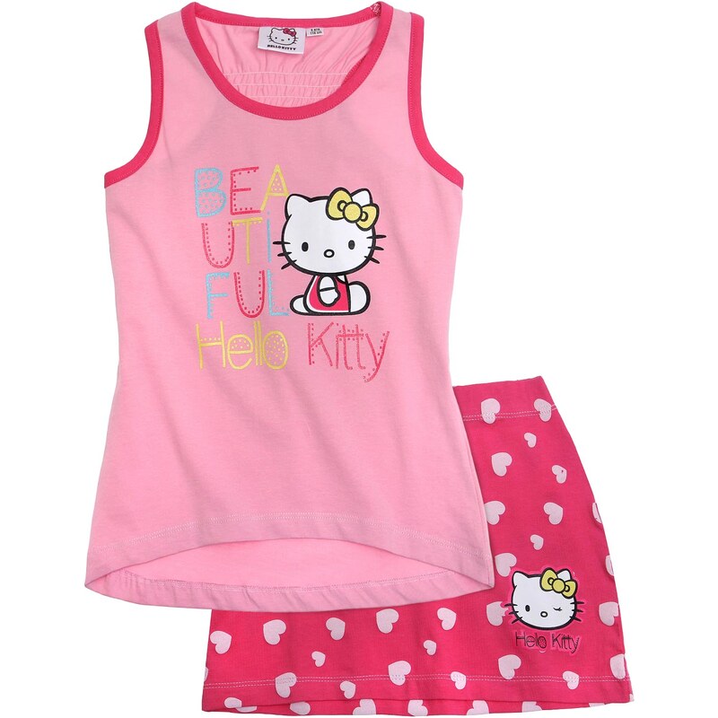 Hello Kitty Tank Top mit Rock pink in Größe 104 für Mädchen aus Oberteil: 100% Baumwolle Rock: 95% Baumwolle 5% Elastan