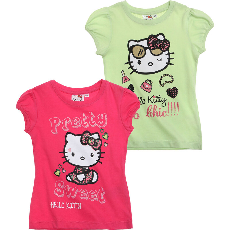 Hello Kitty Doppelpack T-Shirt pink in Größe 104 für Mädchen aus 100% Baumwolle