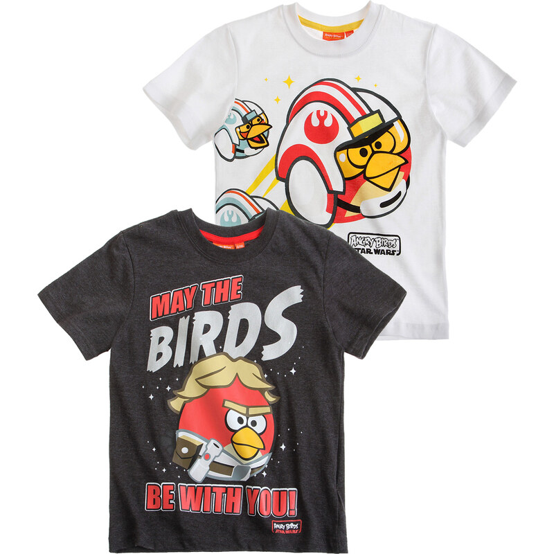 Angry Birds Star Wars Doppelpack T-Shirt weiß in Größe 116 für Jungen aus weiß: 100% Baumwolle grau: 60% Baumwolle 40% Polyester
