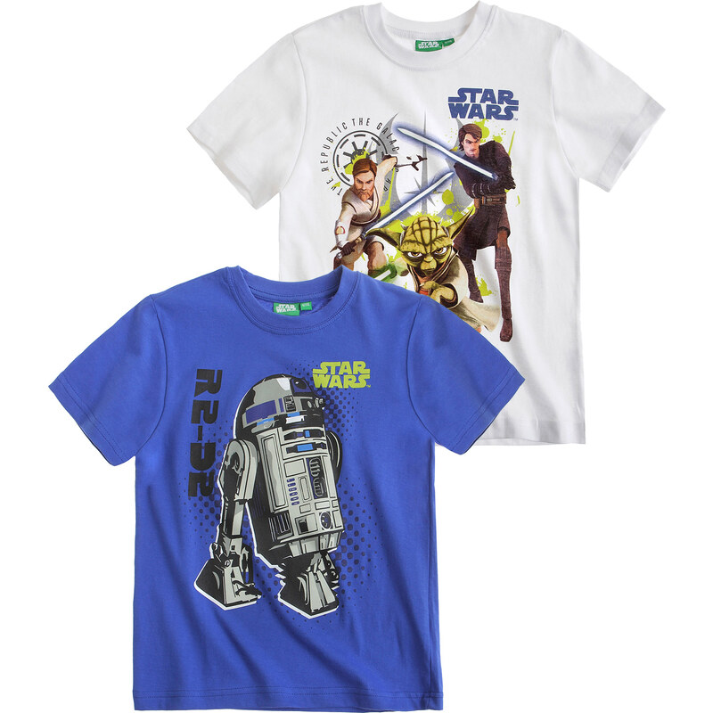 Star Wars-The Clone Wars Doppelpack T-Shirt blau in Größe 104 für Jungen aus 100% Baumwolle