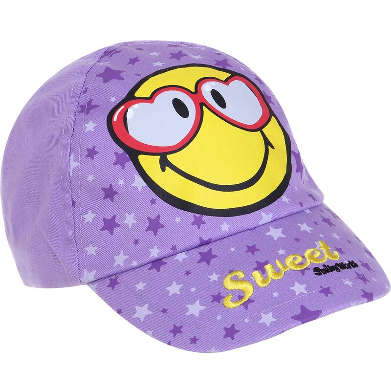 Smiley Cap violett in Größe 52 für Mädchen aus 100% Baumwolle