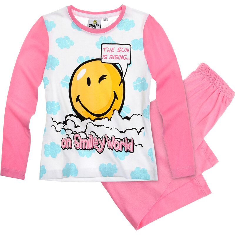 Smiley Pyjama pink in Größe 116 für Mädchen aus 100% Baumwolle