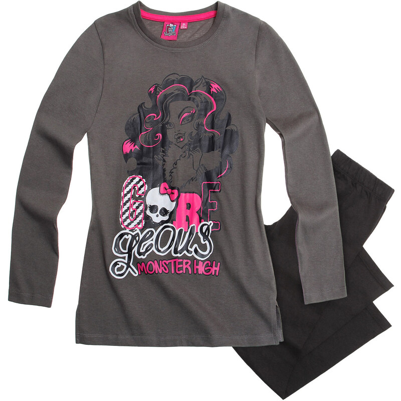 Monster High Pyjama schwarz in Größe 128 für Mädchen aus 100% Baumwolle
