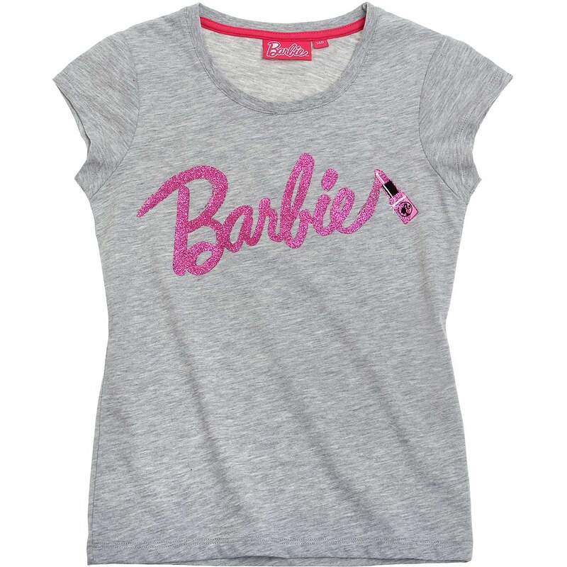 Barbie T-Shirt grau in Größe 116 für Mädchen aus 50% Baumwolle 50% Polyester