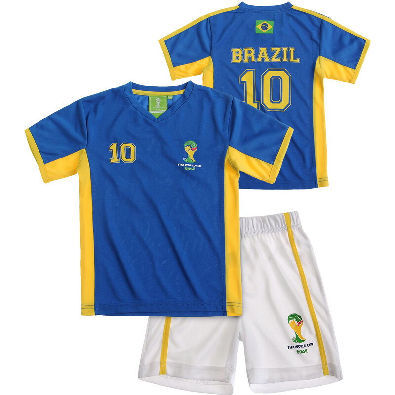 FIFA Fussball Weltmeisterschaft Brasilien 2014 (TM) T-Shirt und Bermuda, Brazil 92-128 weiß in Größe 98 für Jungen aus 100% Polyester