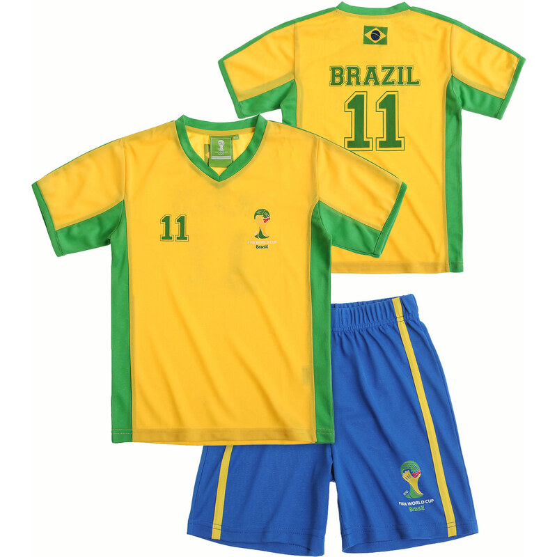 FIFA Fussball Weltmeisterschaft Brasilien 2014 (TM) T-Shirt und Bermuda, Brazil 92-128 blau in Größe 98 für Jungen aus 100% Polyester