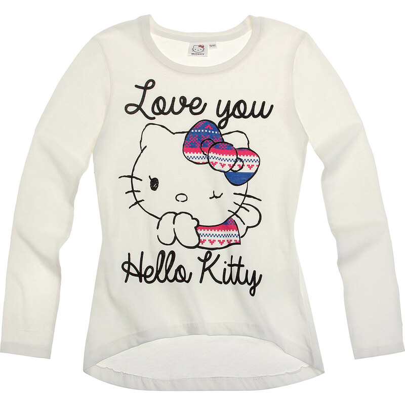 Hello Kitty Langarmshirt weiß in Größe 104 für Mädchen aus 100% Baumwolle