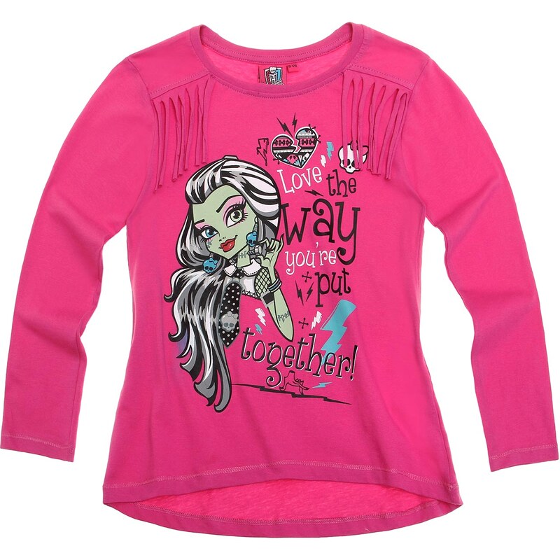 Monster High Langarmshirt pink in Größe 128 für Mädchen aus 100% Baumwolle