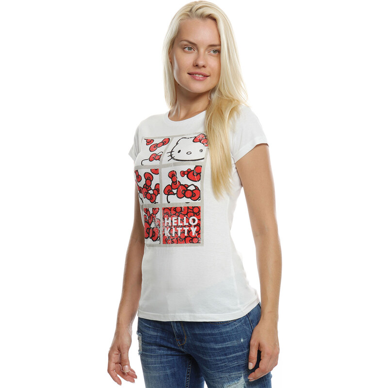 Hello Kitty T-Shirt weiß in Größe S für Damen aus 100% Baumwolle
