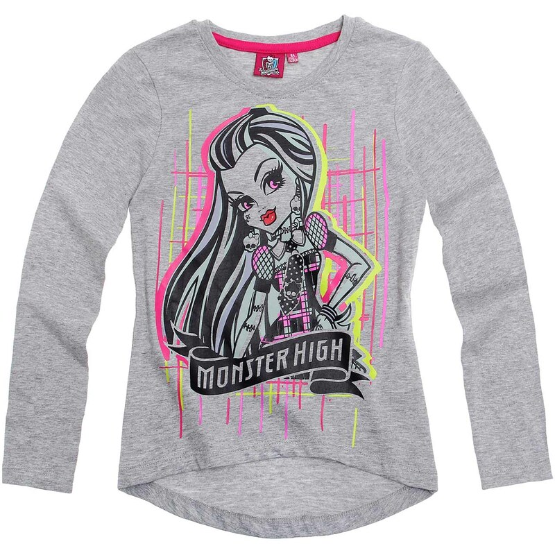 Monster High Langarmshirt grau in Größe 128 für Mädchen aus 100% Baumwolle