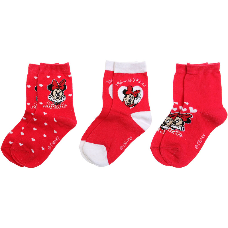 Disney Minnie 3 er Pack Socken rot in Größe 23-26 für Mädchen aus 70 % Baumwolle 27 % Polyester 3 % Elasthan