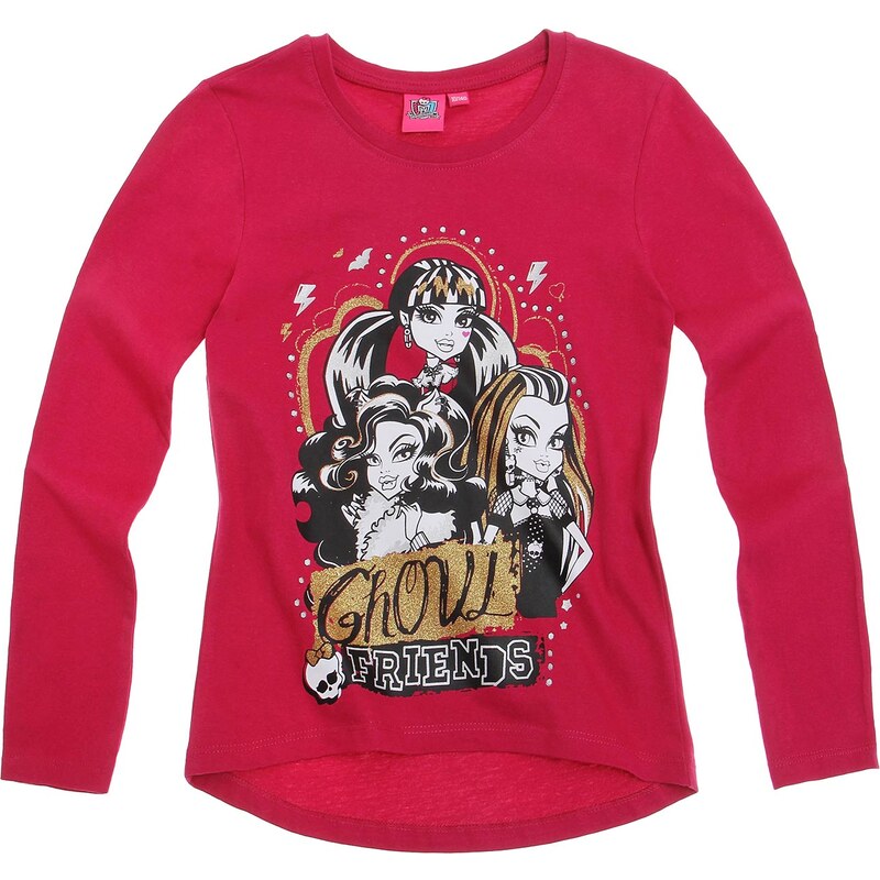 Monster High Langarmshirt bordeaux rot in Größe 128 für Mädchen aus 100% Baumwolle