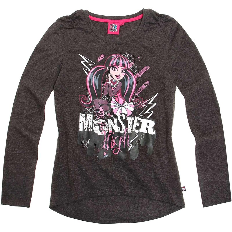 Monster High Langarmshirt grau in Größe 128 für Mädchen aus 60 % Baumwolle 40 % Polyester
