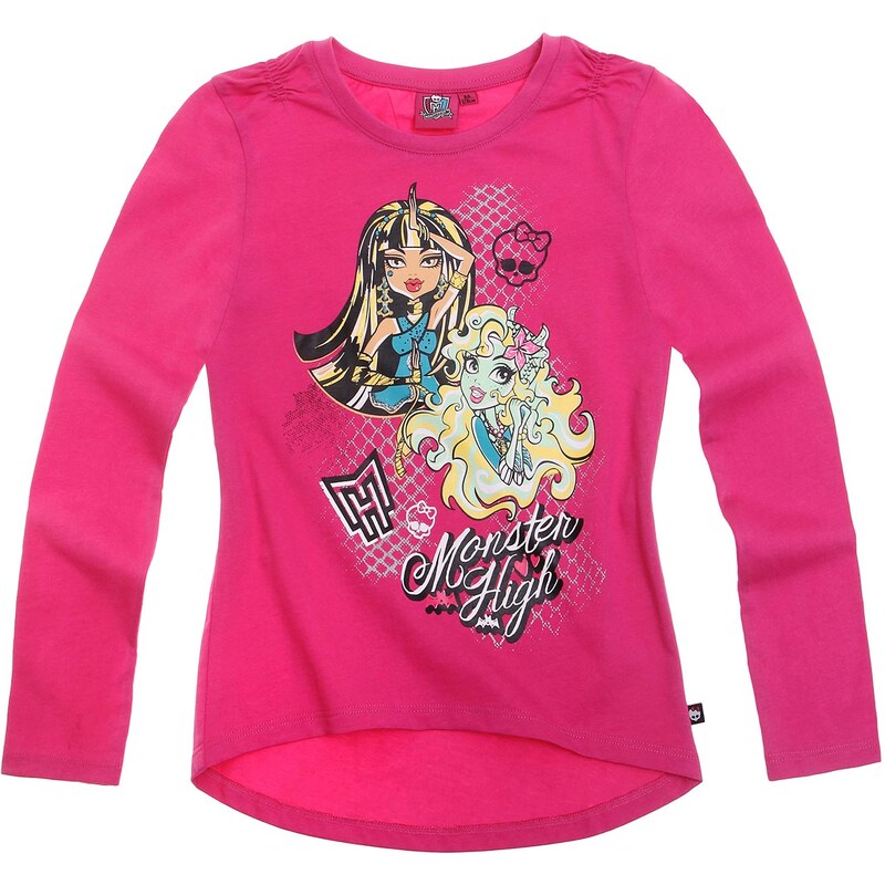 Monster High Langarmshirt pink in Größe 128 für Mädchen aus 100% Baumwolle