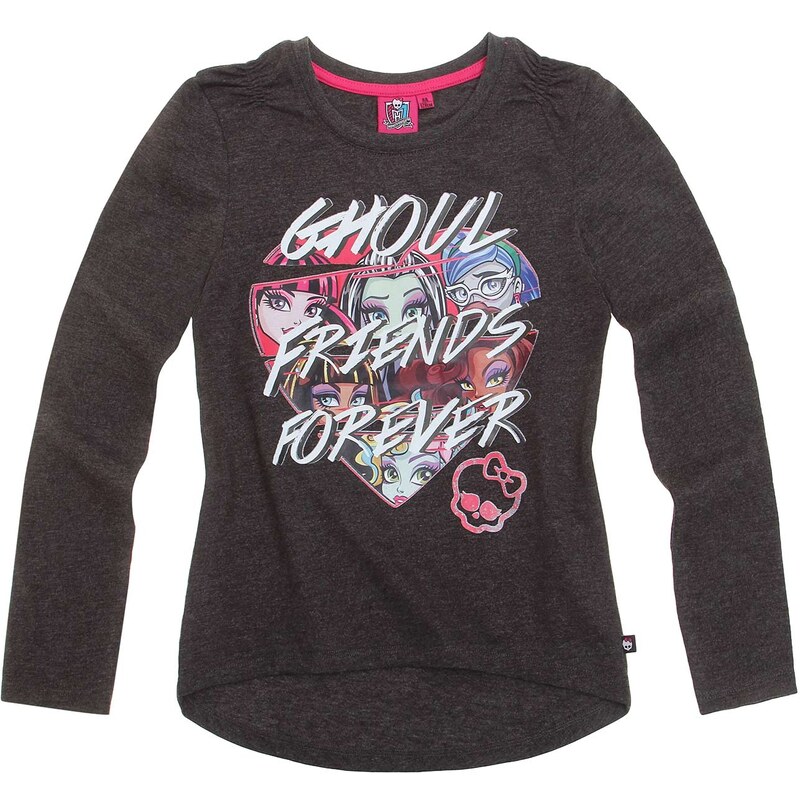 Monster High Langarmshirt grau in Größe 128 für Mädchen aus 60 % Baumwolle 40 % Polyester