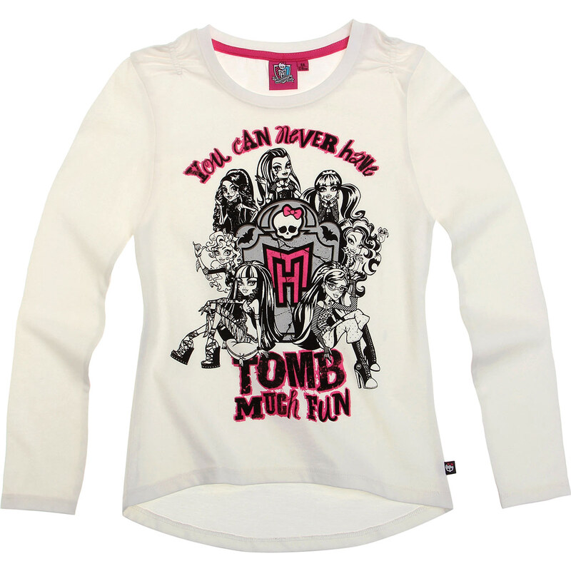 Monster High Langarmshirt creme in Größe 128 für Mädchen aus 100% Baumwolle