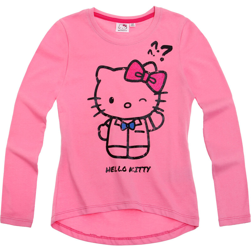 Hello Kitty Langarmshirt pink in Größe 128 für Mädchen aus 100% Baumwolle