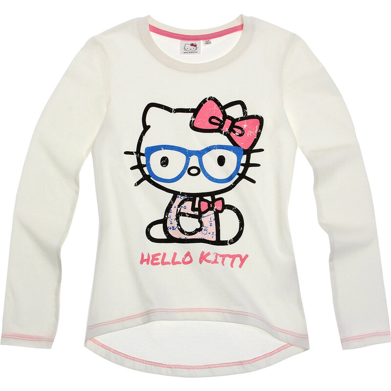 Hello Kitty Langarmshirt creme in Größe 128 für Mädchen aus 100% Baumwolle