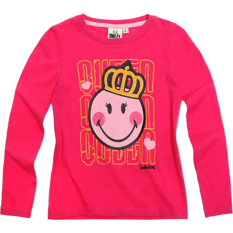 Smiley Langarmshirt pink in Größe 116 für Mädchen aus 100% Baumwolle