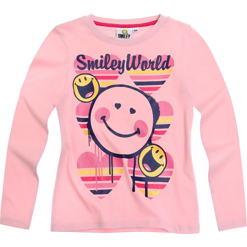 Smiley Langarmshirt rosa in Größe 116 für Mädchen aus 100% Baumwolle