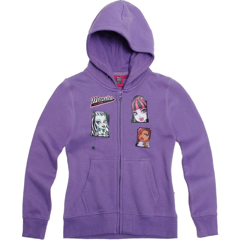 Monster High Sweatjacke mit Kapuze violett in Größe 128 für Mädchen aus Obermaterial: 60% Baumwolle 40% Polyester Kapuze: 100% Baumwolle