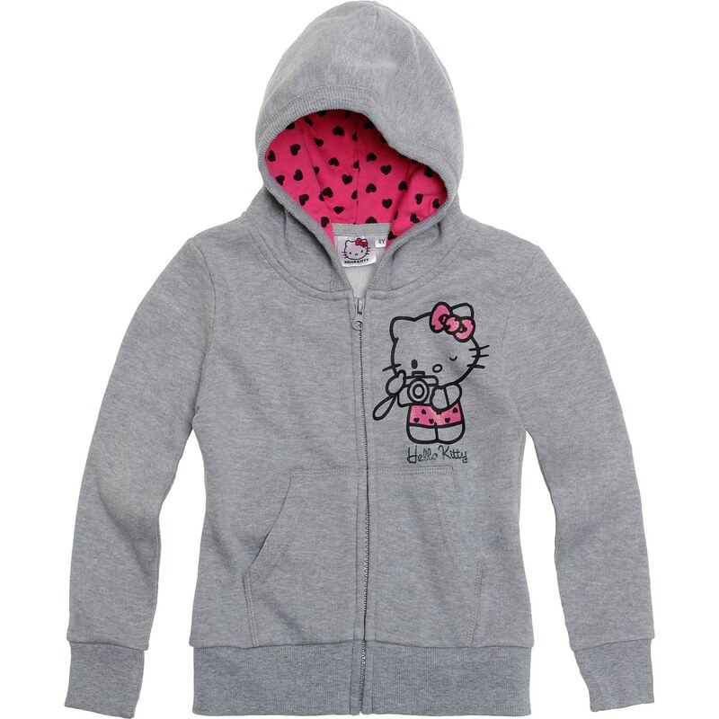 Hello Kitty Sweatjacke mit Kapuze grau in Größe 92 für Mädchen aus Obermaterial: 60% Baumwolle 40% Polyester Kapuze: 100% Baumwolle
