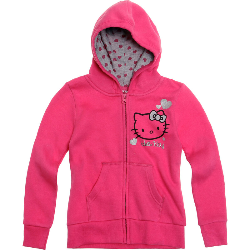 Hello Kitty Sweatjacke mit Kapuze pink in Größe 92 für Mädchen aus Obermaterial: 60% Baumwolle 40% Polyester Kapuze: 100% Baumwolle