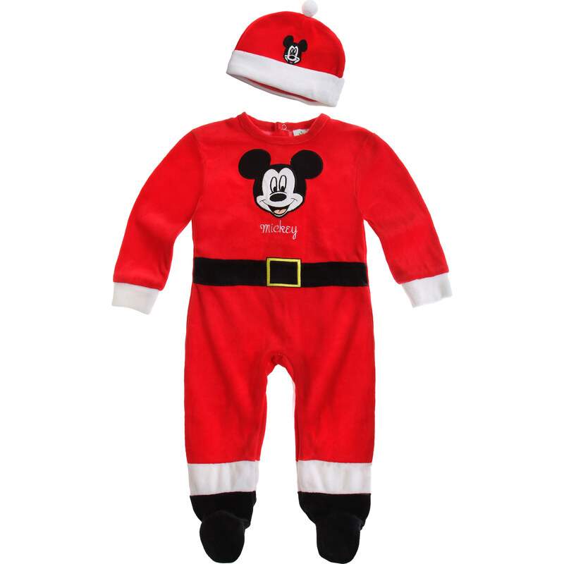 Disney Mickey Babyanzug und Mützchen rot in Größe 3M für Jungen aus 80% Baumwolle 20% Polyester