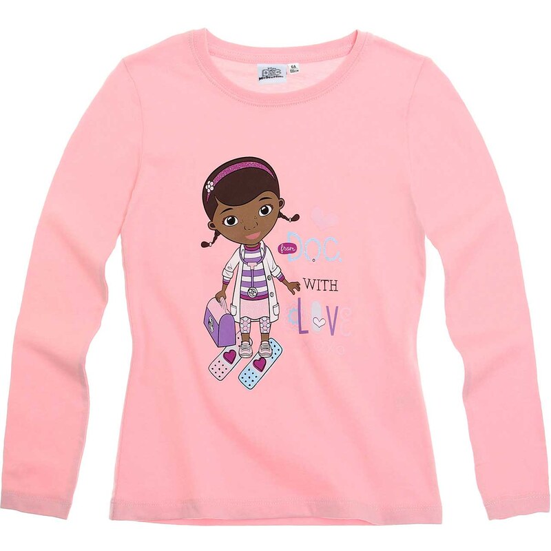 Disney Doc McStuffins, Spielzeugärztin Langarmshirt rosa in Größe 92 für Mädchen aus 100% Baumwolle
