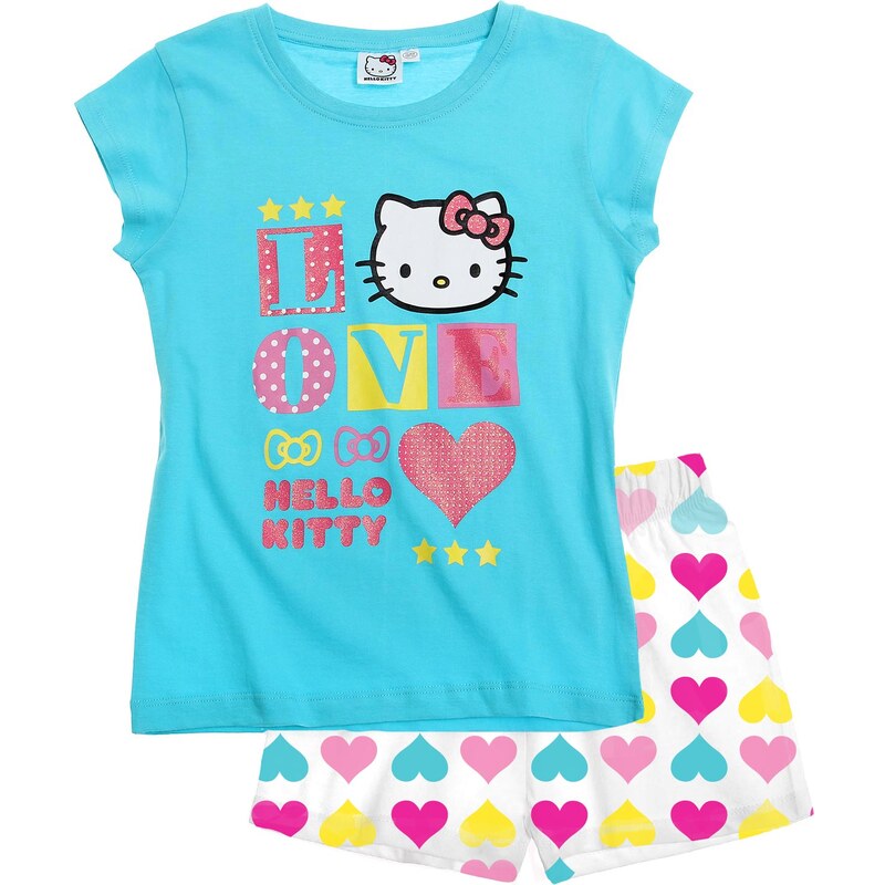 Hello Kitty Shorty-Pyjama blau in Größe 104 für Mädchen aus 100% Baumwolle