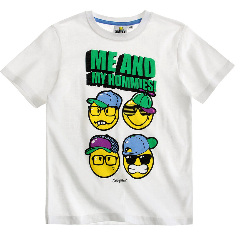 Smiley T-Shirt weiß in Größe 116 für Jungen aus 100% Baumwolle