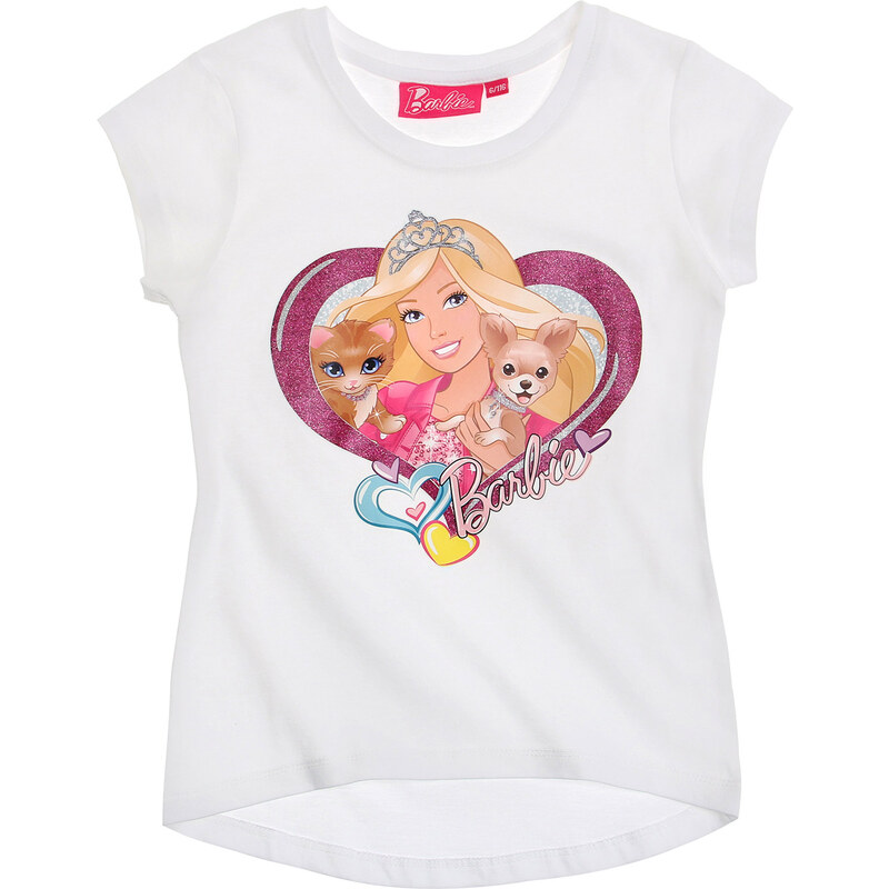 Barbie T-Shirt weiß in Größe 92 für Mädchen aus 100% Baumwolle