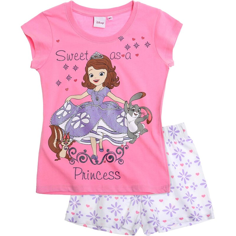 Disney Sofia die Erste Shorty-Pyjama weiß in Größe 92 für Mädchen aus 100% Baumwolle