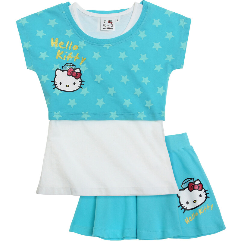 Hello Kitty T-Shirt und Rock türkis in Größe 104 für Mädchen aus Oberteil: 100% Baumwolle Rock: 95% Baumwolle 5% Elastan