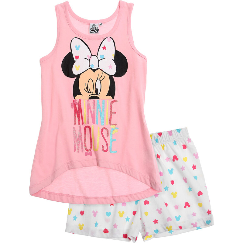 Disney Minnie Shorty-Pyjama weiß in Größe 104 für Mädchen aus 100% Baumwolle