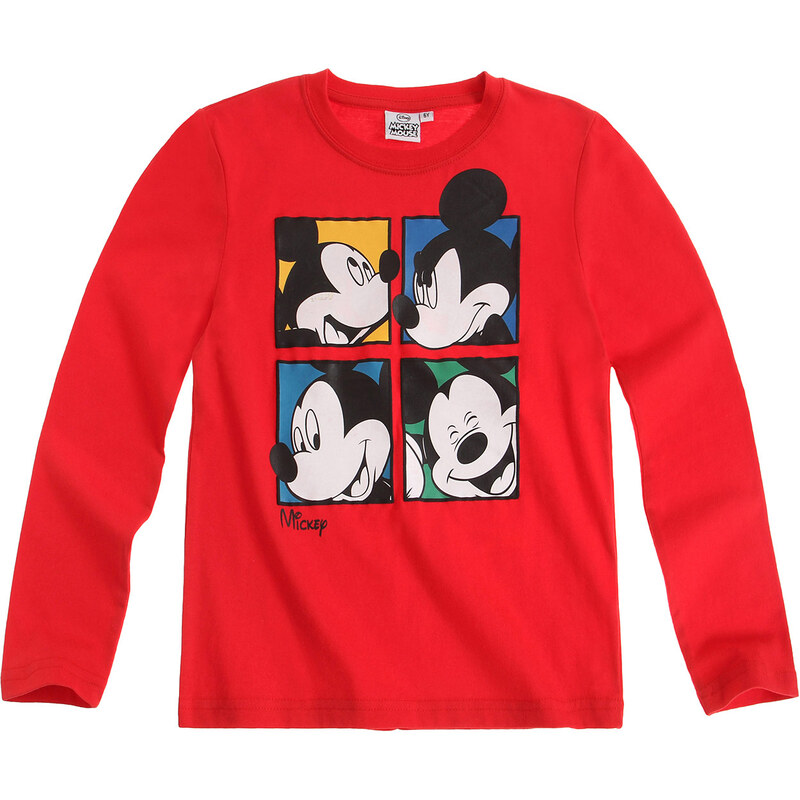 Disney Mickey Langarmshirt rot in Größe 98 für Jungen aus 100% Baumwolle
