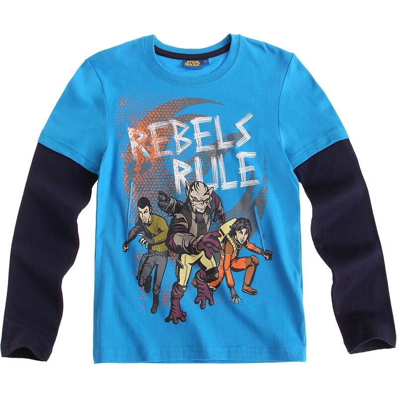 Star Wars Rebels Langarmshirt blau in Größe 116 für Jungen aus 100% Baumwolle