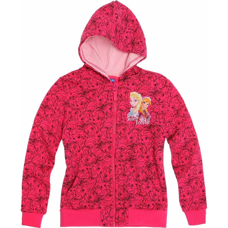 Disney Die Eiskönigin Sweatshirt mit Kapuze pink in Größe 104 für Mädchen aus Obermaterial: 60% Baumwolle 40% Polyester Kapuze: 100% Baumwolle