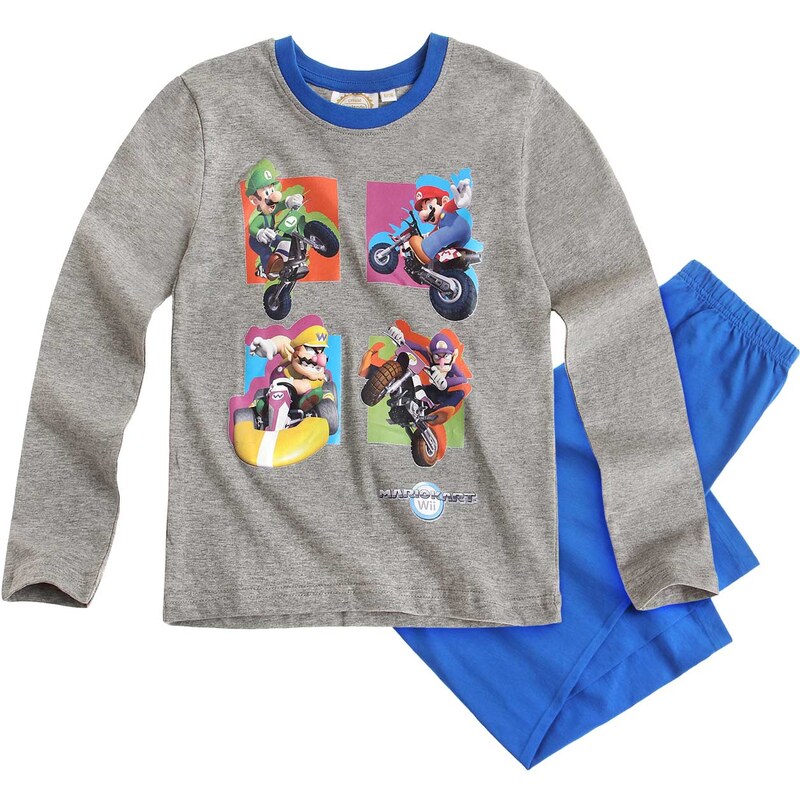 Super Mario Pyjama blau in Größe 104 für Jungen aus Oberteil: 85 % Baumwolle 15 % Viskose Hose: 100% Baumwolle
