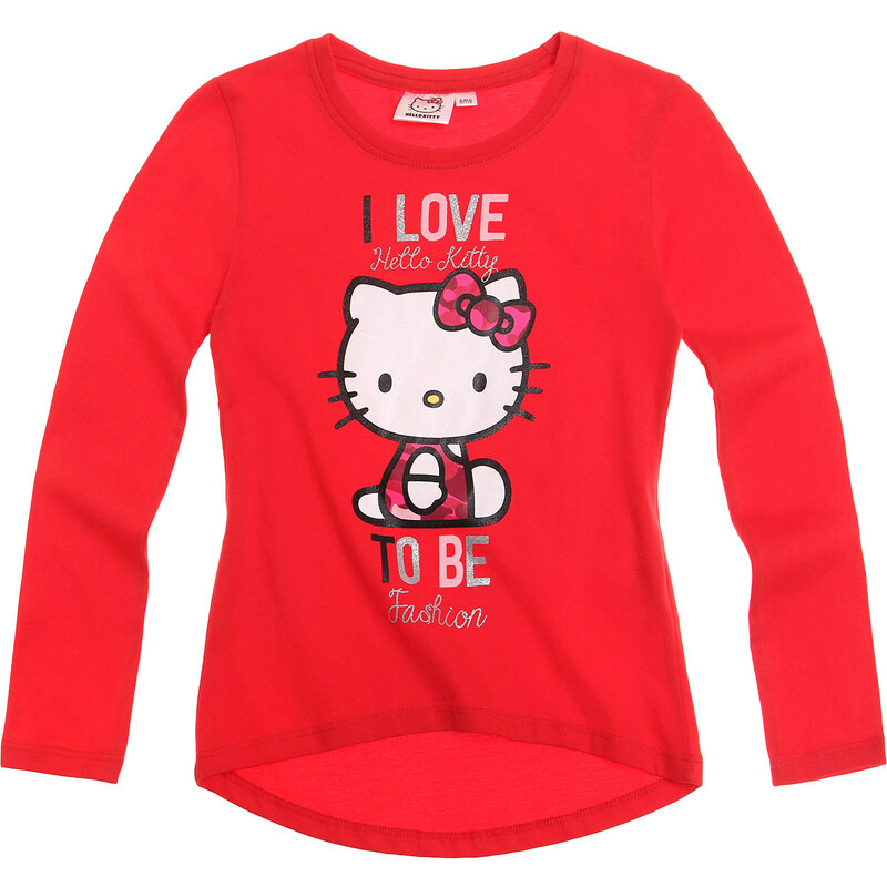 Hello Kitty Langarmshirt rot in Größe 98 für Mädchen aus 100% Baumwolle