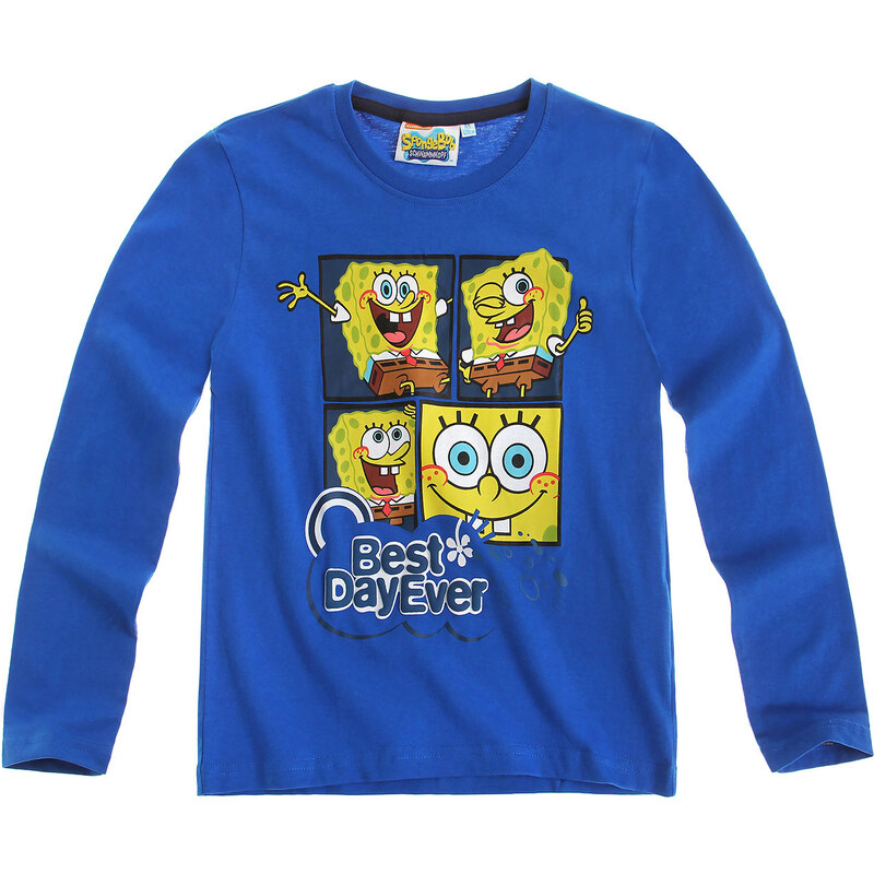 Sponge Bob Langarmshirt blau in Größe 104 für Jungen aus 100% Baumwolle